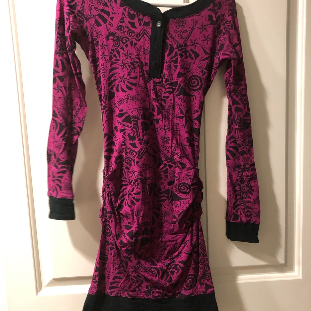 Vintage Betsey Johnson fuchsia and black bustle dress
